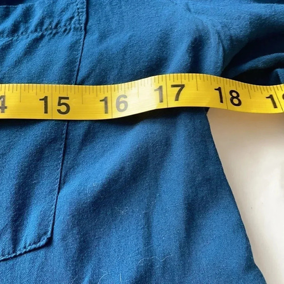 Maeve Anthropologie Women's Teal Blue Tunic Flowy Blouse Long Sleeve Size 4 - Picture 5 of 10